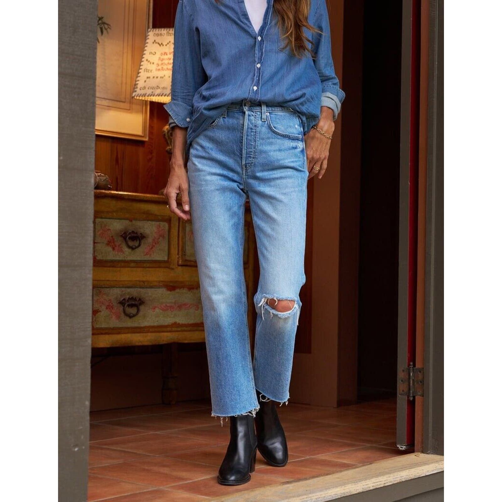image of Frank Eileen Frank & Eileen The Monaghan Mom Jean Blue Wash Denim $328, Women's (Size 30)