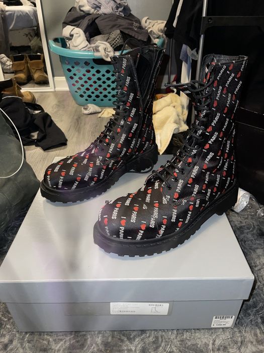 Balenciaga BALENCIAGA I LOVE PARIS COMBAT BOOTS Grailed