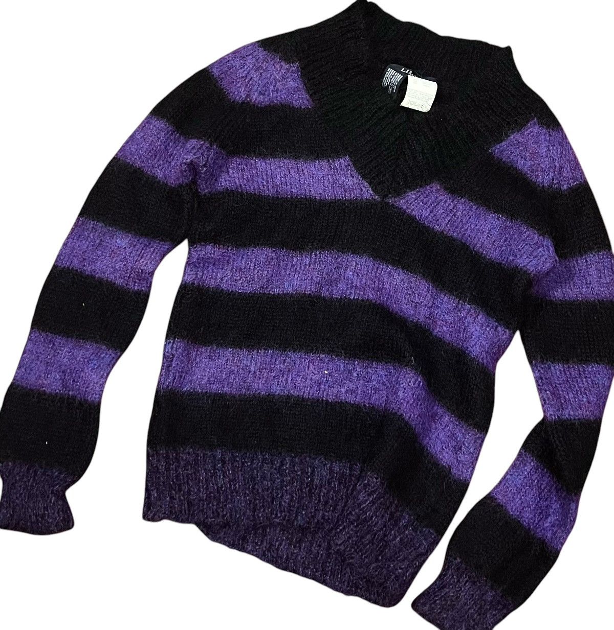 Limi Feu TAX FREE 🇺🇸 limi feu fuzzy striped knitted mohair sweater Size US S / EU 44-46 / 1 - 2 Thumbnail