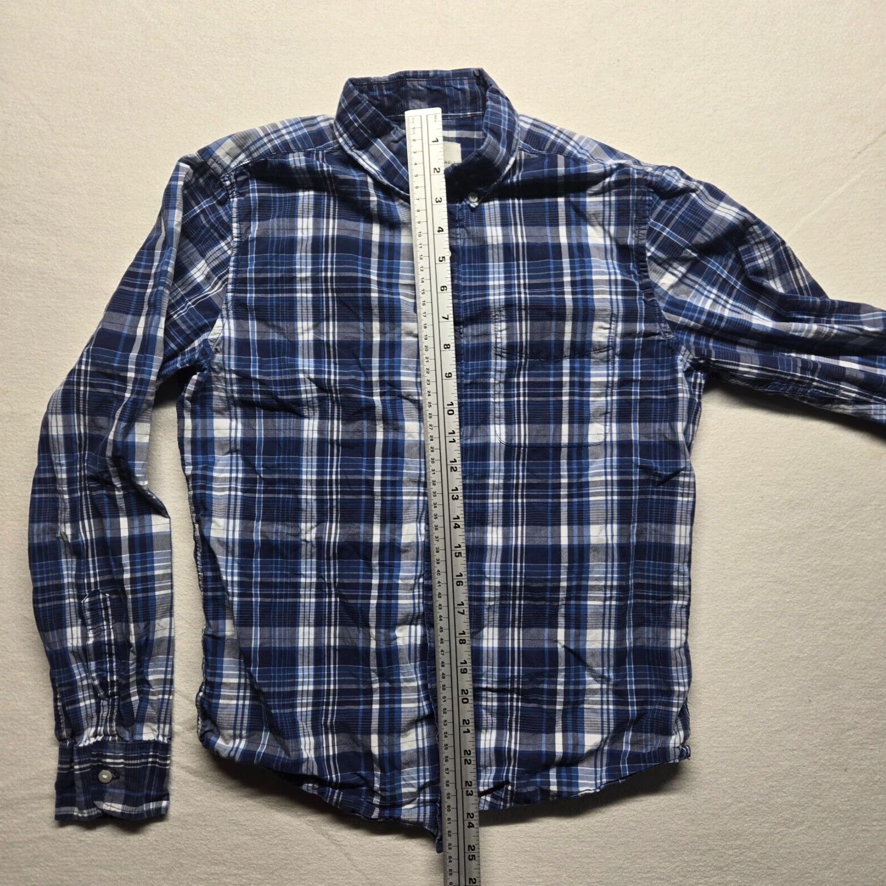 American Eagle Outfitters American Eagle Plaid Flannel Button Down Long Sleeve Shirt Men's Small Blue Size US S / EU 44-46 / 1 - 6 Thumbnail
