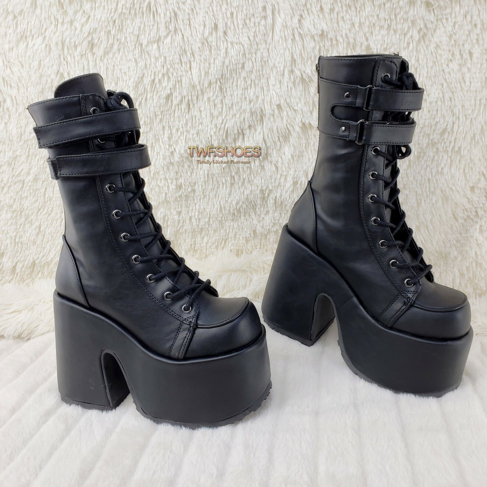 Other Camel 250 Stacked Black Matte Platform Goth Punk Calf Boot I Size US 8 / IT 38 - 8 Thumbnail