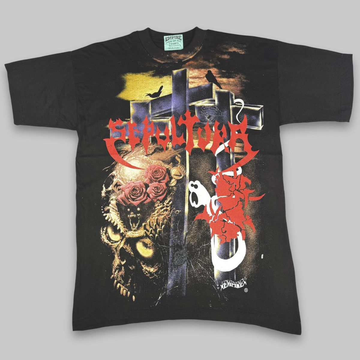 Band Tees Vintage Early 90s Sepultura Empire All Over Euro T Shirt Size US L / EU 52-54 / 3 - 2 Thumbnail