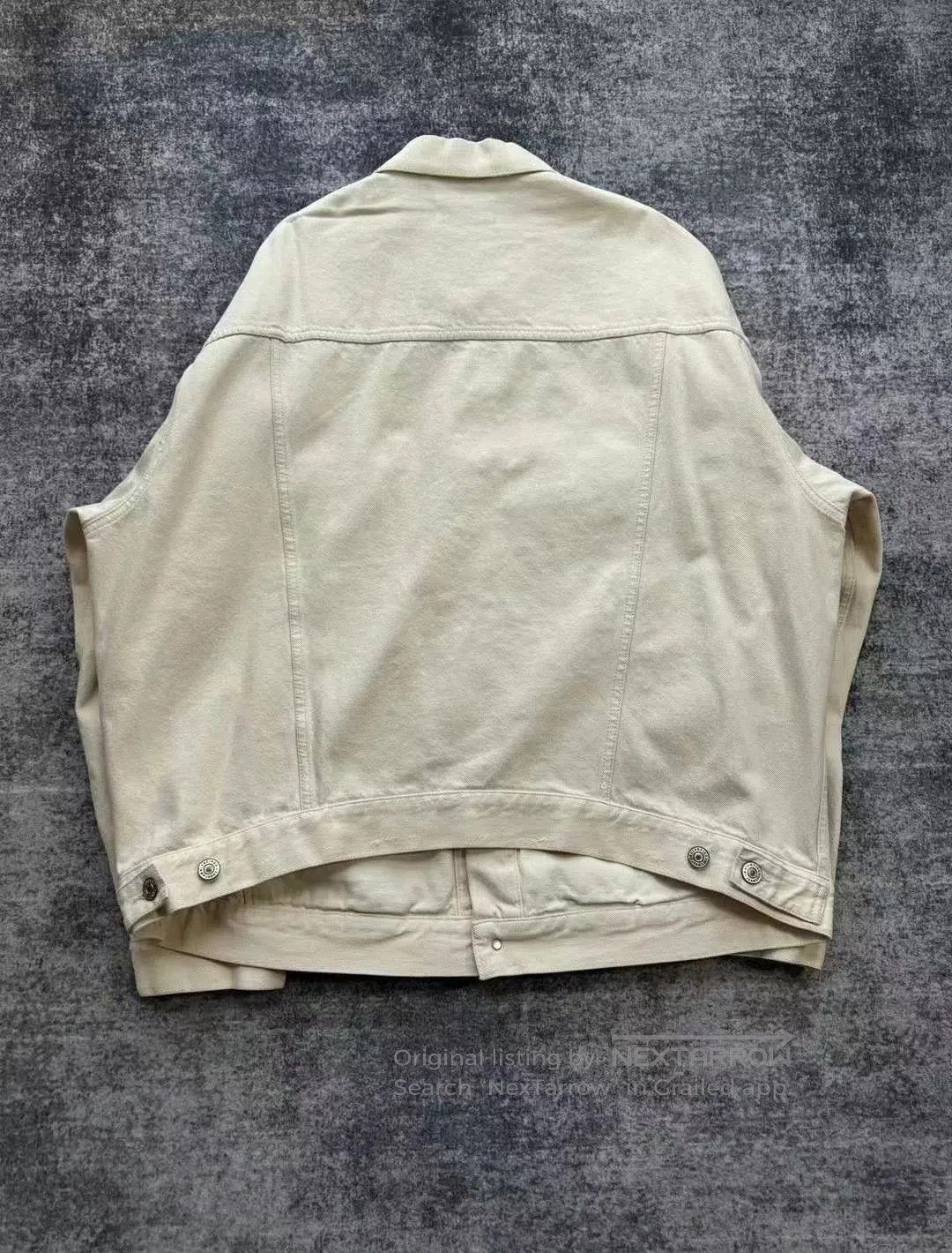 Balenciaga balenciaga beige distressed denim jacket. Size US M / EU 48-50 / 2 - 2 Thumbnail