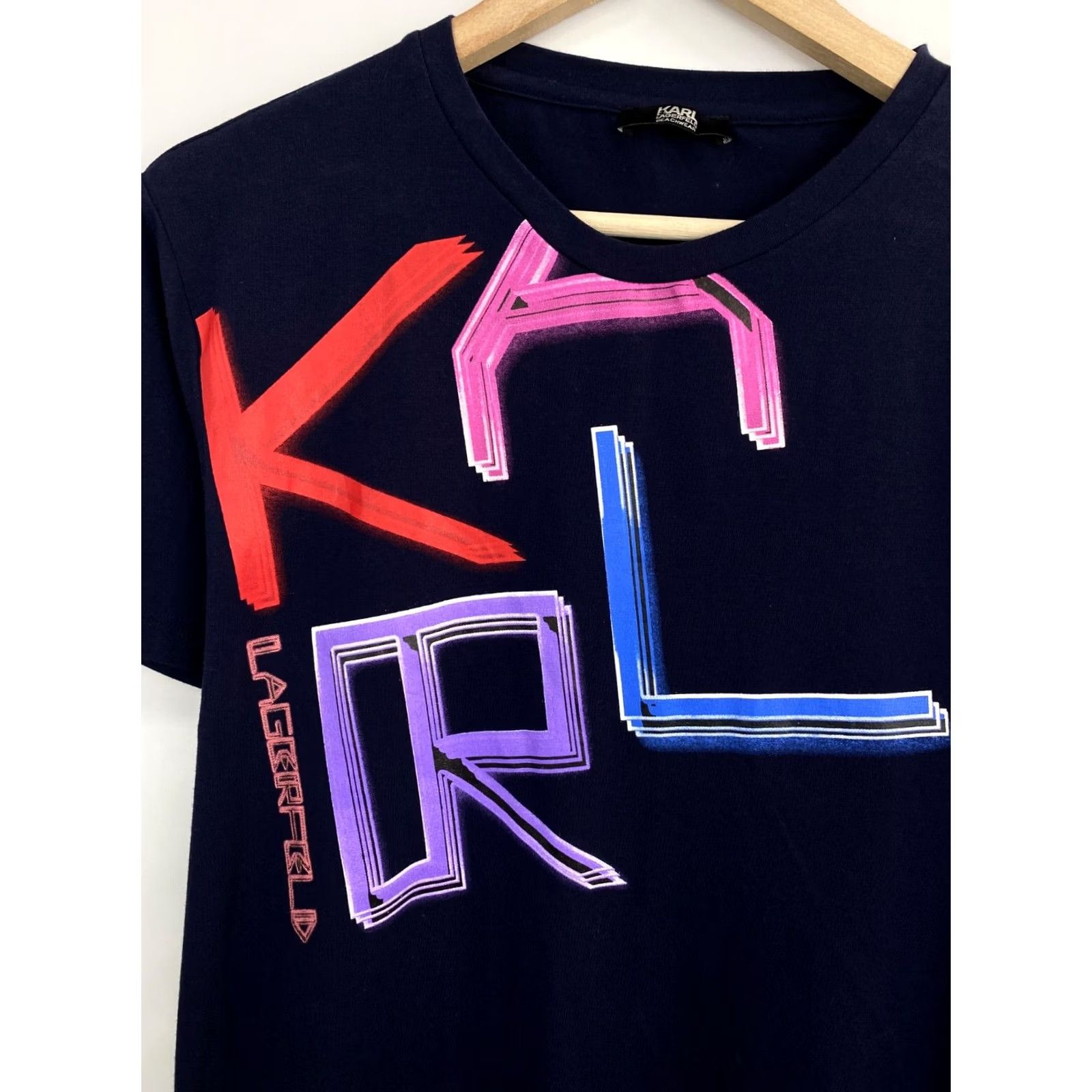 Karl Lagerfeld Karl Lagerfeld Beachwear T-Shirt M/L Dark Blue Retro Mens Shirt Size US L / EU 52-54 / 3 - 4 Thumbnail