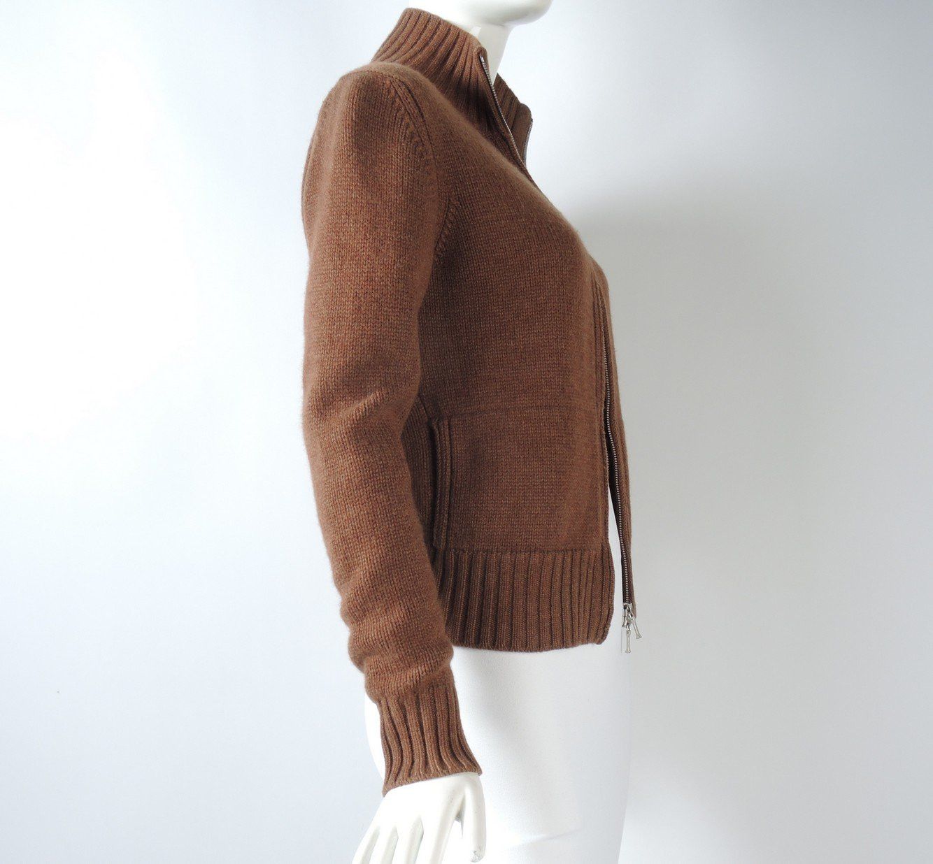 Loro Piana o1smst1ft0424 Cashmere Zip Cardigan in Brown Size S / US 4 / IT 40 - 6 Thumbnail