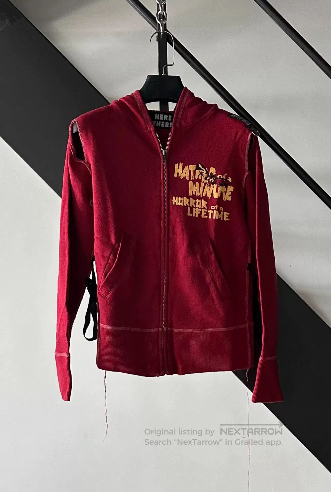 Japanese Brand Red Punk Hoodie with Bat Graphic. Size M / US 6-8 / IT 42-44 - 1 Thumbnail