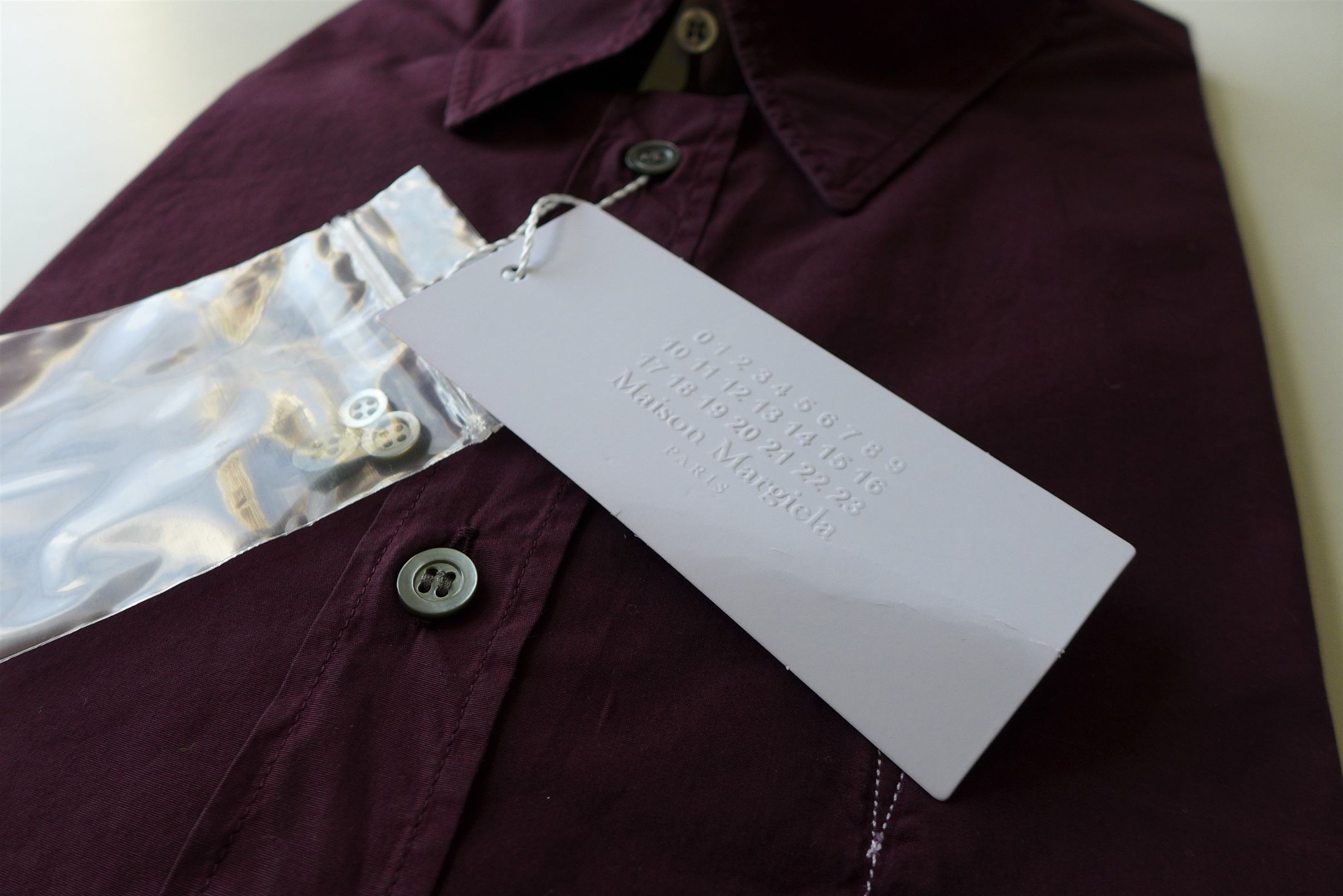 Maison Margiela Margiela Faux Pocket Shirt - Burgundy Cotton Size US L / EU 52-54 / 3 - 3 Thumbnail