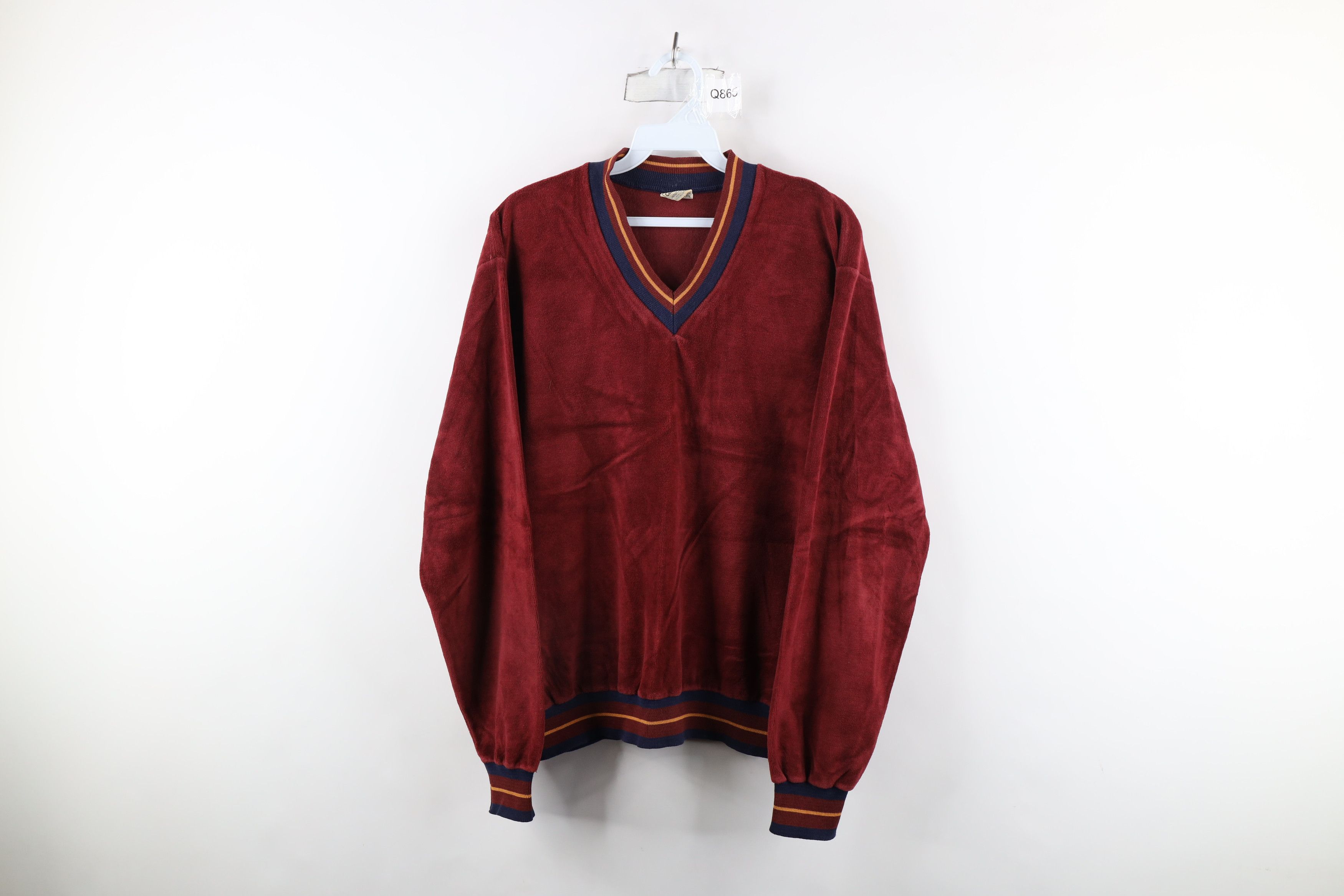 Vintage Vintage 60s 70s Streetwear Striped V-Neck Sweater USA Size US L / EU 52-54 / 3 - 1 Thumbnail