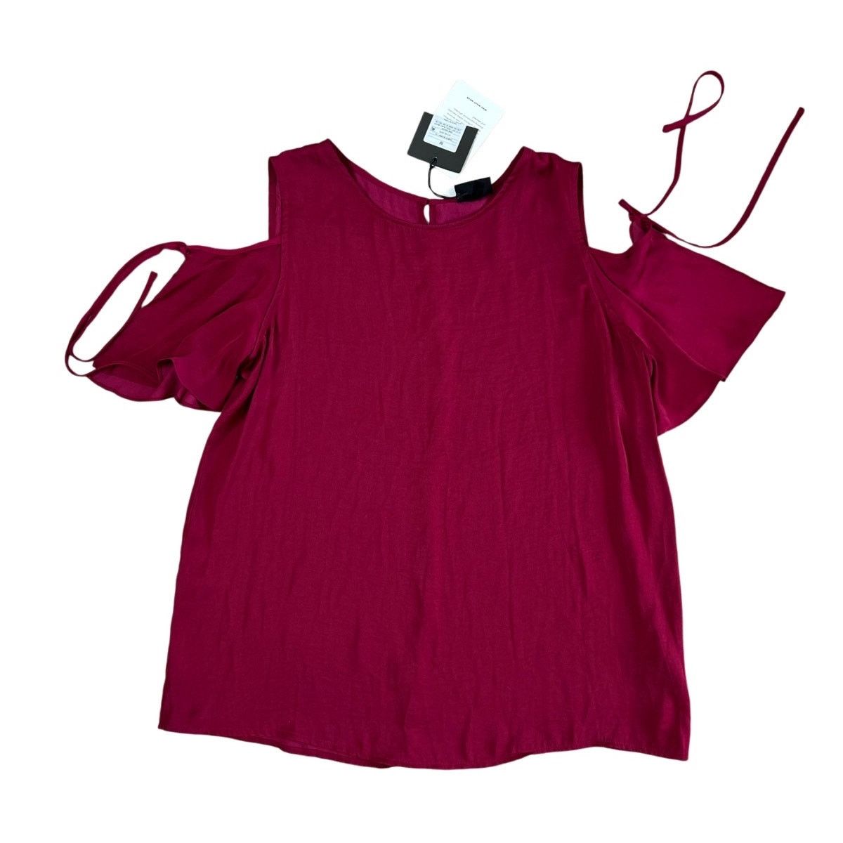 Other Who What Wear Burgundy Cold Shoulder Top Blouse MEDIUM NWT Size M / US 6-8 / IT 42-44 - 3 Thumbnail