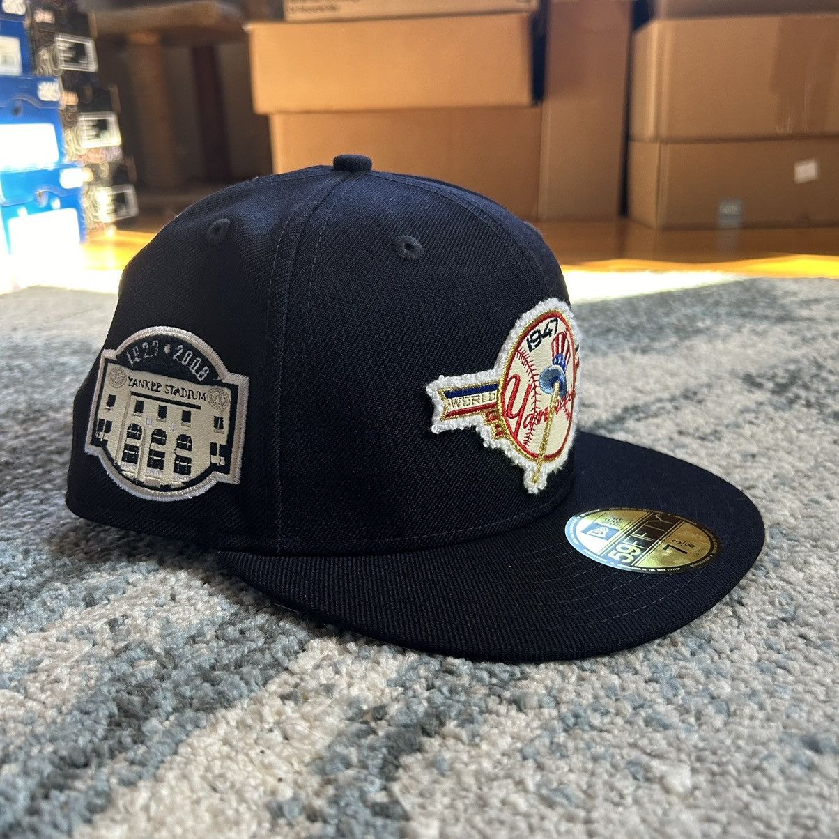 MyFitteds 7 3/8 NEW YORK YANKEES 1947 WORLD SERiES LEATHER PATCH Size ONE SIZE - 7 Thumbnail