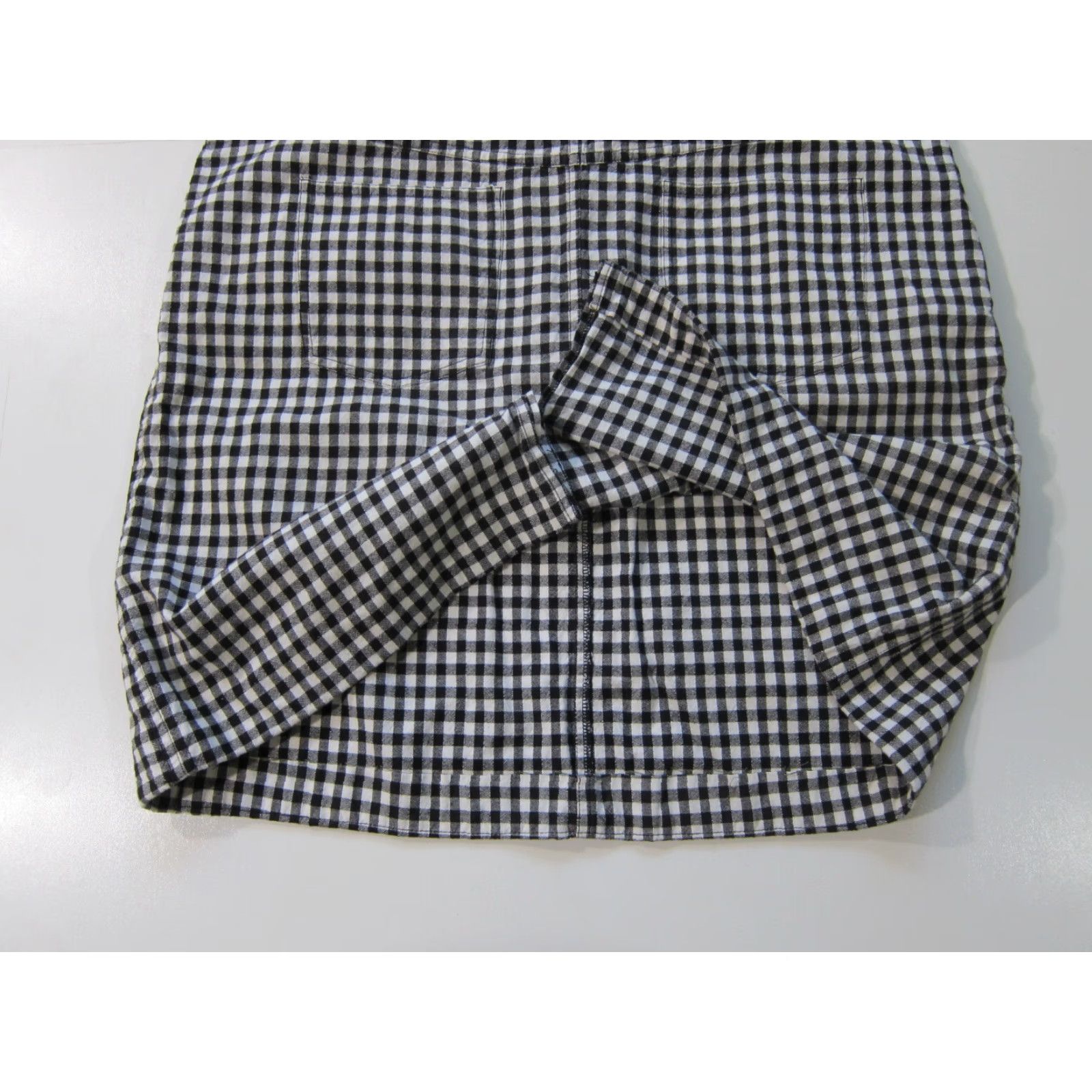 Vintage Lemon Grass Studio Women Skirt Plaid Black White Lady Bug Pockets Zipper Button Knee Length 100% Cotton L Size 36" / US 14 / IT 50 - 7 Thumbnail