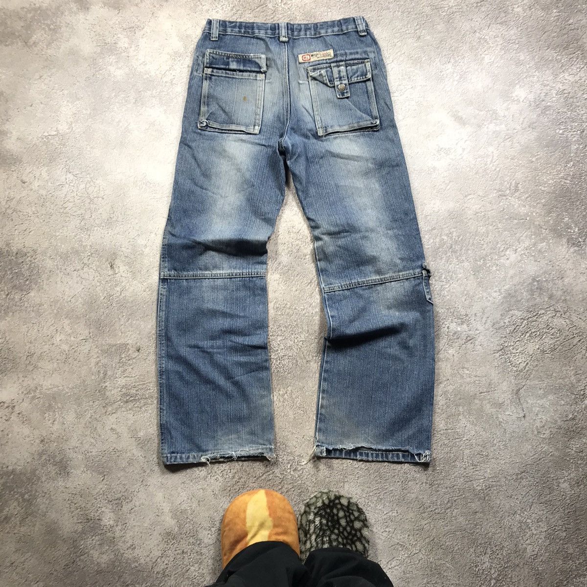 Vintage Y2K Baggy Distressed Flared Denim Jeans Faded Blue Punk 28 Size 28" / US 6 / IT 42 - 5 Thumbnail