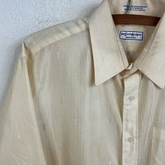 Vintage × Yves Saint Laurent VTG YSL Insertia Logo Button Front Point Collar Shirt Size US XL / EU 56 / 4 - 1 Thumbnail