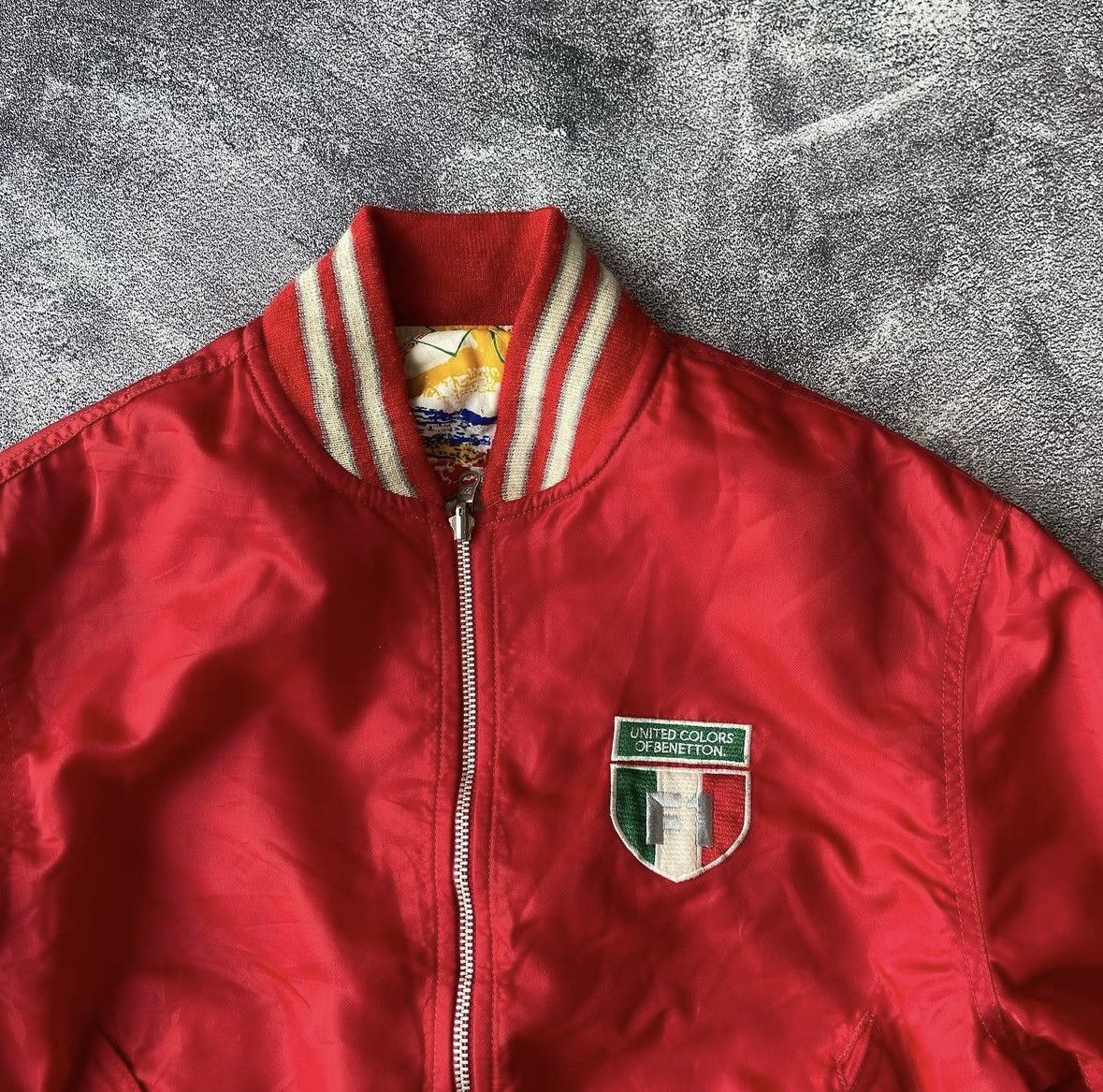 Benetton Vintage bomber jacket reversible benetton racing jacket Size US M / EU 48-50 / 2 - 6 Thumbnail