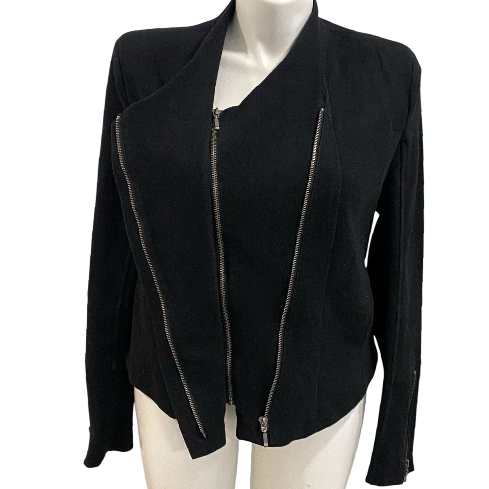 Vintage Blank NYC Womens Moto Style Jacket Black Zipper Cotton Blend Asymmetrical XXL Size XXL / US 16-18 / IT 52-54 - 2 Thumbnail