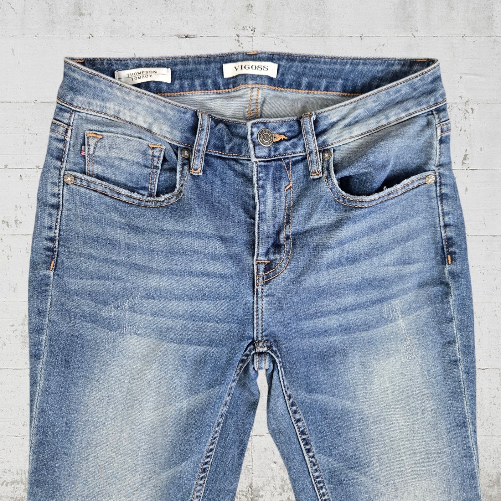 Other Vigoss Medium Wash Distressed Tomboy Skinny Jeans Size 27 Size 27" / US 4 / IT 40 - 3 Thumbnail