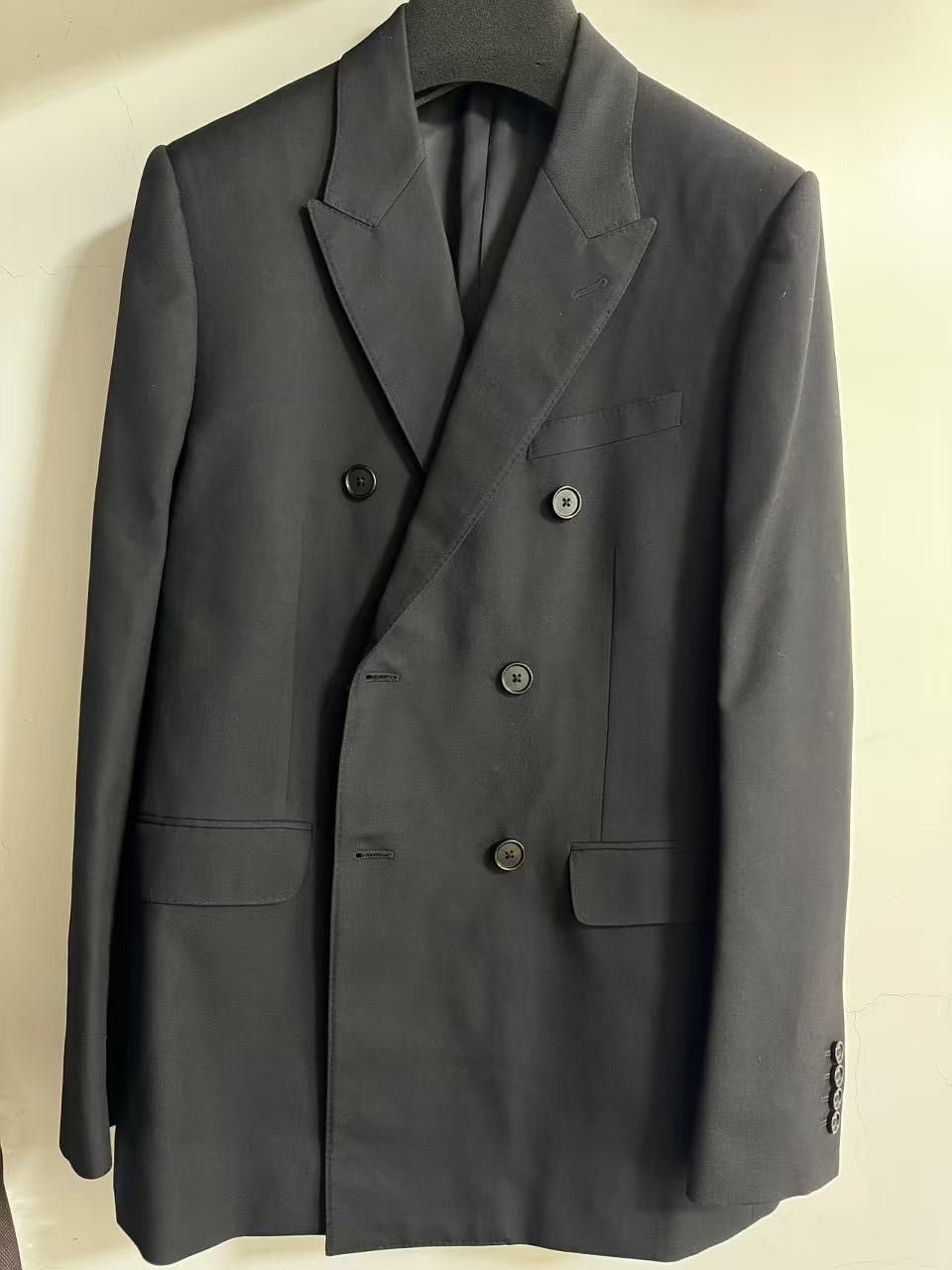 SS20 Runway Double Breasted Gabardine Wool Jacket sz52