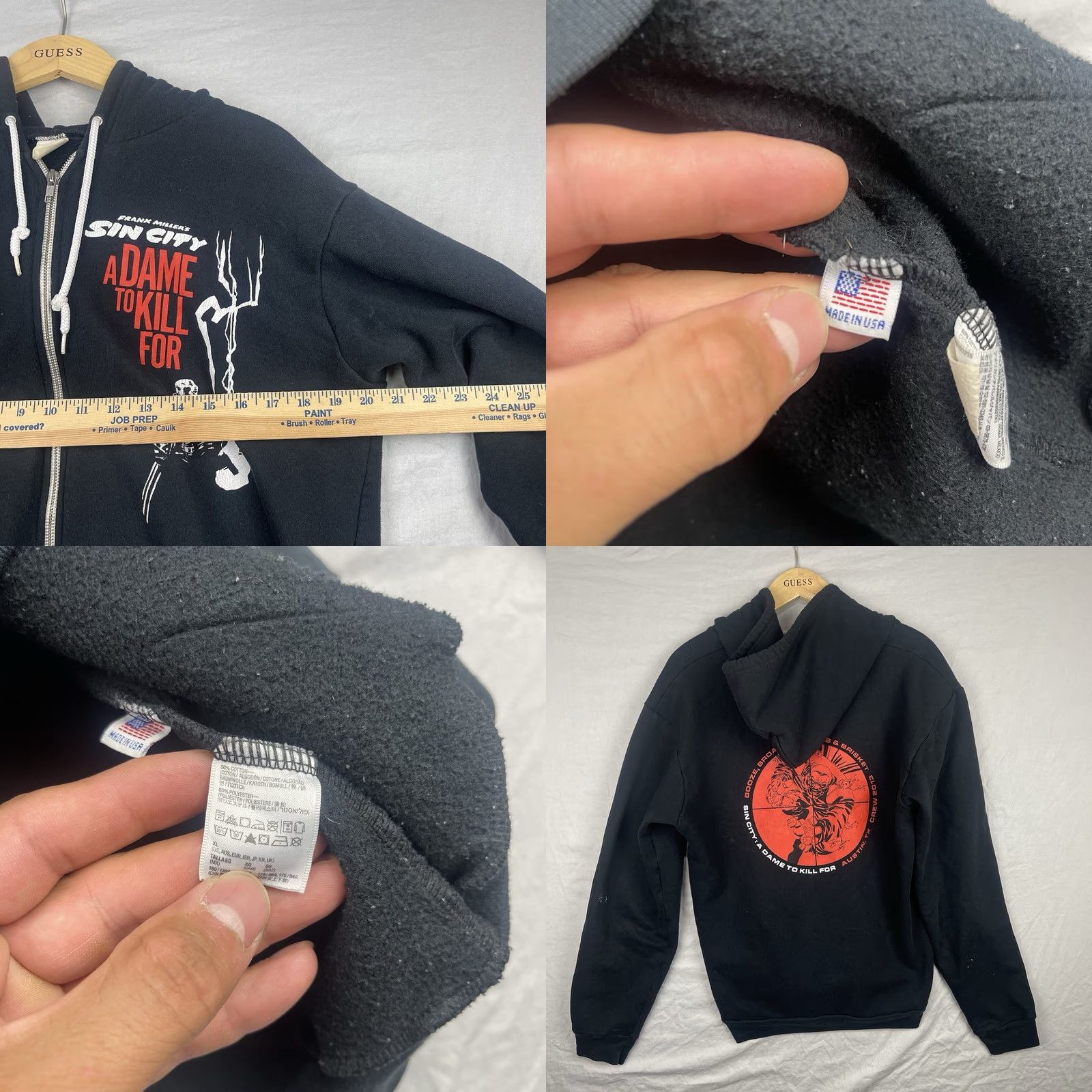 American Apparel Nike Shirt Mens XL Sin City Sweater Hoodie A Dame To Kill For Movie Crew Full Zip Graphic Print Hooded Pockets Black Glow Size US XL / EU 56 / 4 - 8 Thumbnail
