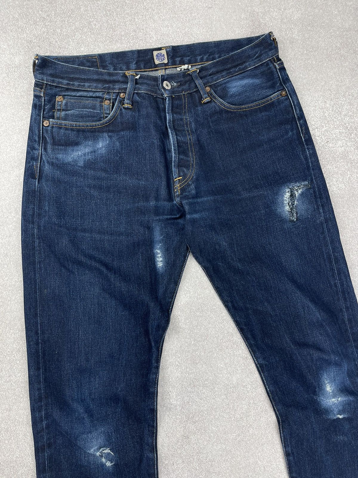 Indigofera Vintage Indigofera Selvedge Distressed Denim Jeans Size 34 Size US 34 / EU 50 - 2 Thumbnail