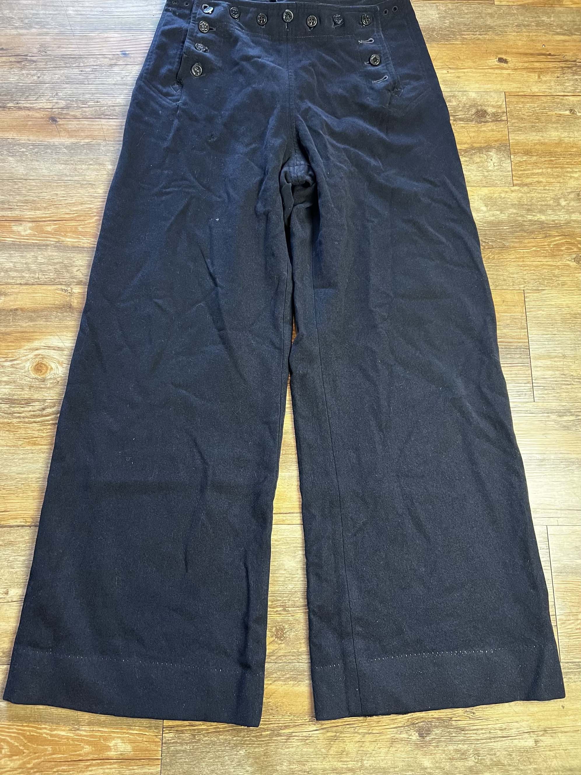 Vintage Vintage 1940s WWII US Navy 13 Button Wool Sailor Pants Size US 26 / EU 42 - 3 Thumbnail