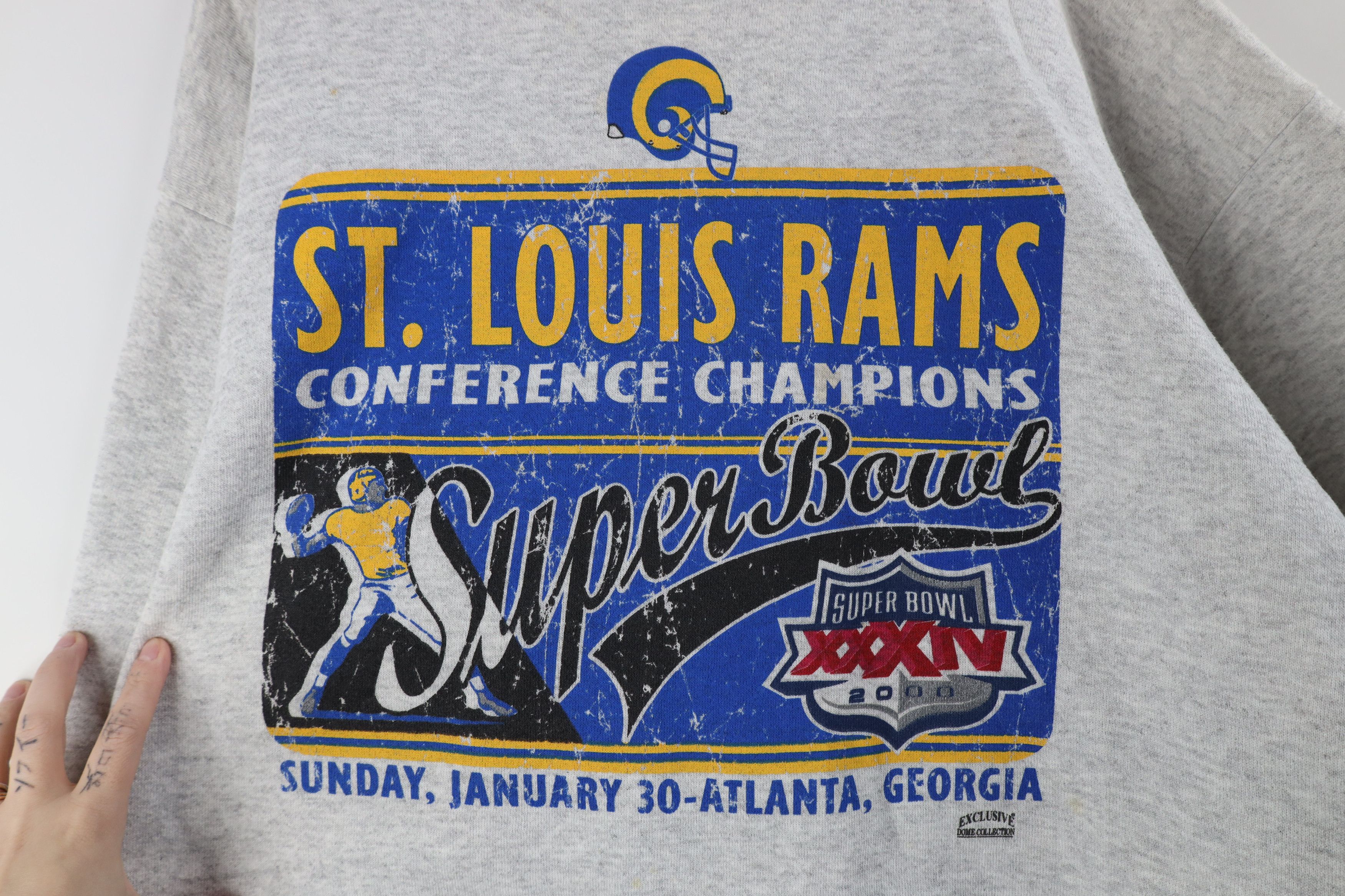 Vintage Vintage Super Bowl Champs St Louis Rams Football Sweatshirt Size US XL / EU 56 / 4 - 4 Thumbnail