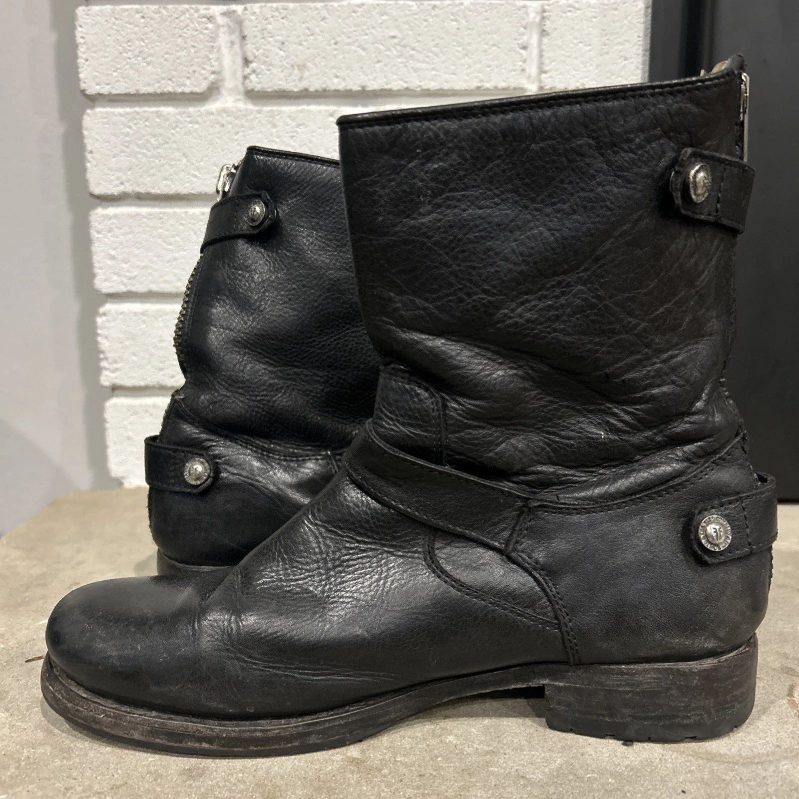 Frye Frye Engineer Boots Black Leather 7.5 Motorcycle Biker Size US 7.5 / EU 40-41 - 6 Thumbnail