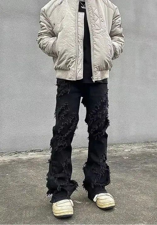 Japanese Brand Mitsui x Juri High street black raw edge ripped jeans Size US 30 / EU 46 - 1 Thumbnail