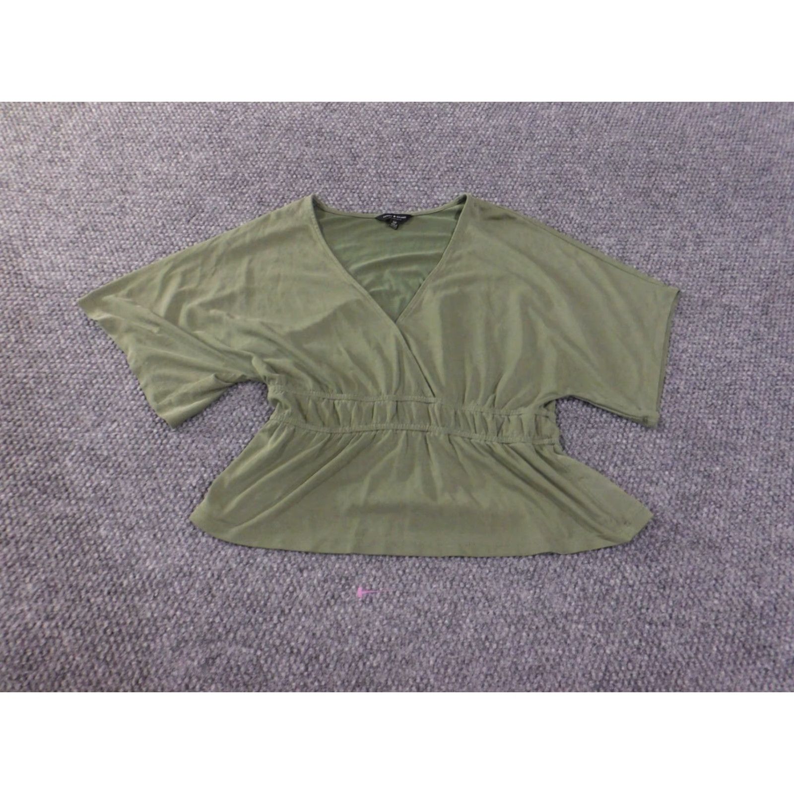 Lucky Brand Lucky Brand Blouse Shirt Womens V-Neck Pullover Knit Modal Green S Short Sleeve Casual Classic Size S / US 4 / IT 40 - 2 Thumbnail