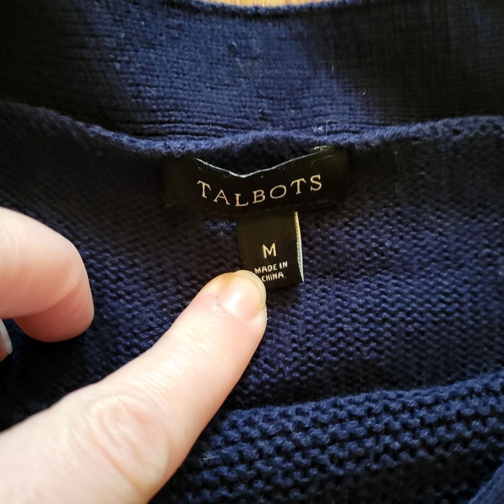 Talbots Talbots Sweater Shirt Top Womens Medium Navy Blue Knit Boat Neck Button Classic Size M / US 6-8 / IT 42-44 - 5 Thumbnail