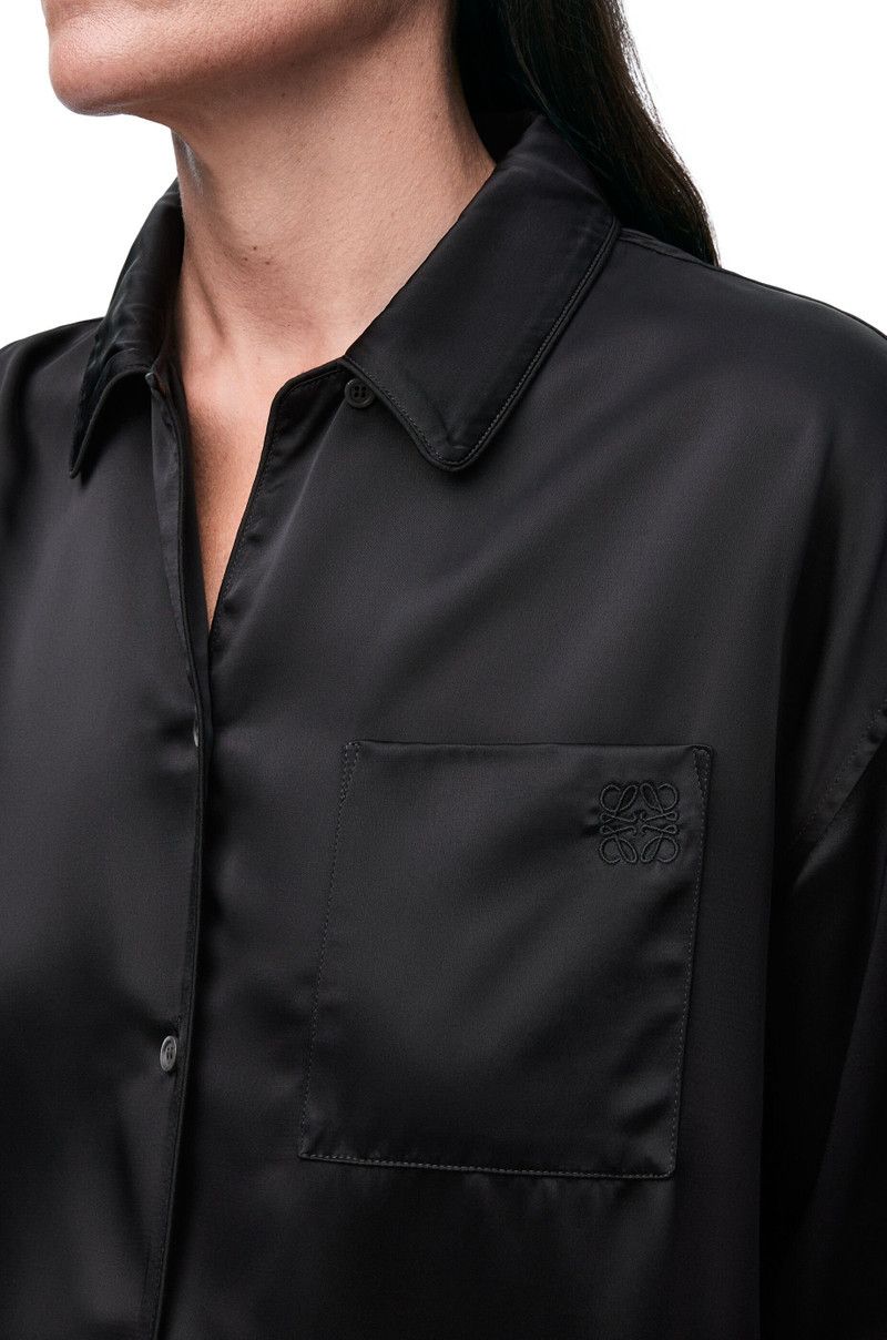 Loewe o1in1g0426 Pyjama Blouse in Viscose in Black Size L / US 10 / IT 46 - 5 Thumbnail