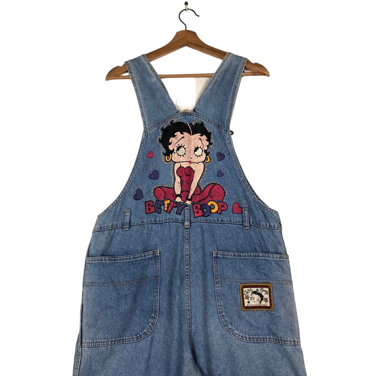 Cartoon Network 🔥Vintage Denim Overall Trousers Worker Betty Boop Big Logo Size US 36 / EU 52 - 10 Thumbnail