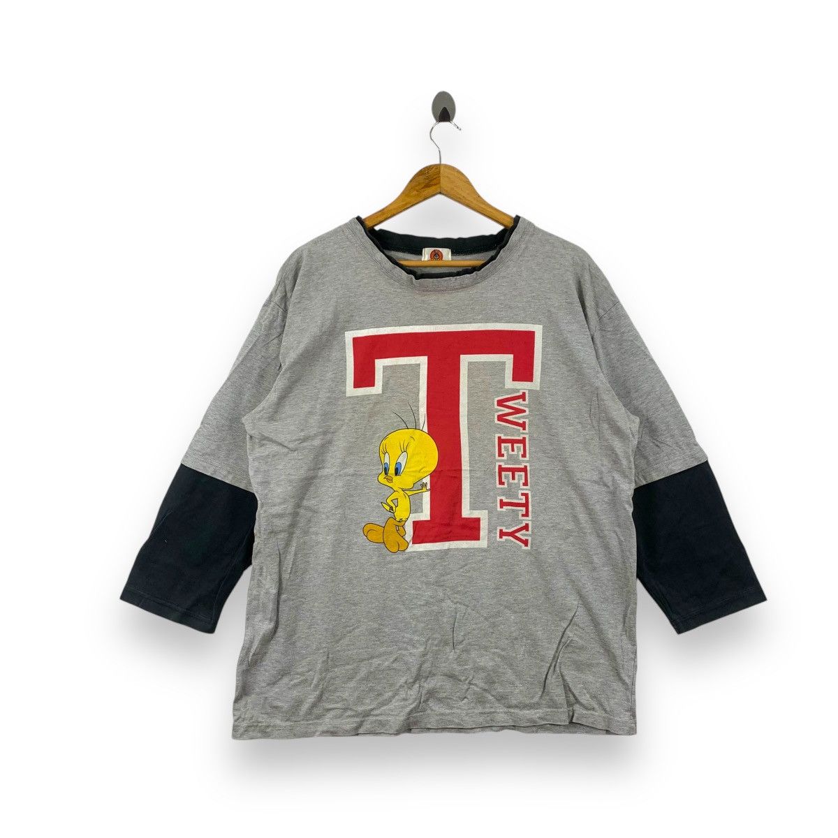 Warner Bros Vintage LOONEY TUNES TWEETY Y2K Raglan Tee Shirt Top Size XXL / US 16-18 / IT 52-54 - 1 Thumbnail