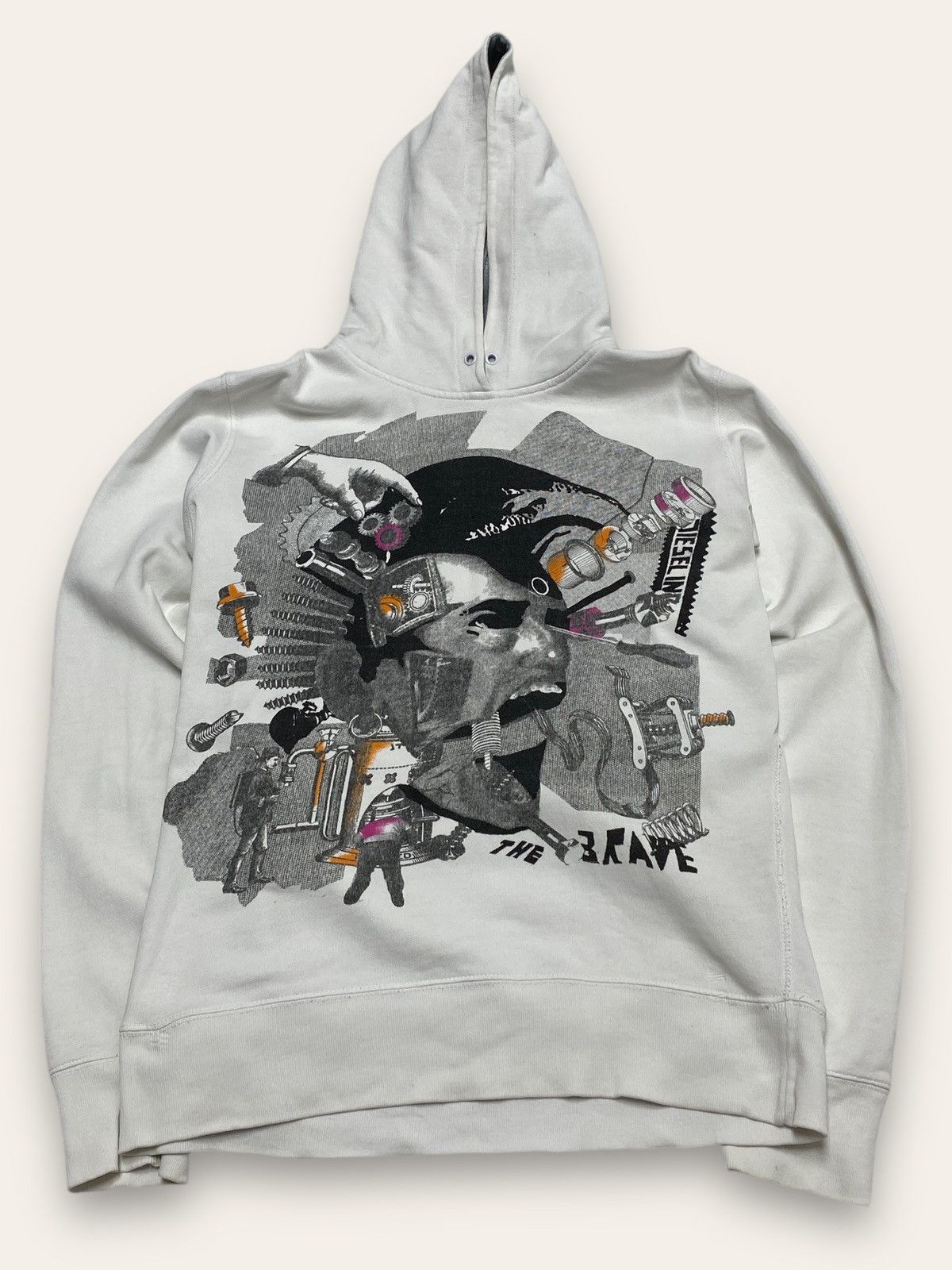 Diesel Vintage DIESEL Punk Head Screaming White Hoodie Y2K Size US M / EU 48-50 / 2 - 1 Thumbnail