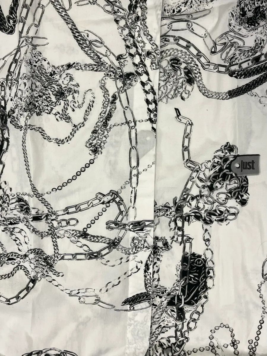 Just Cavalli AW2019 Cavalli White Chain Linked Mafia Shirt Size US S / EU 44-46 / 1 - 10 Thumbnail