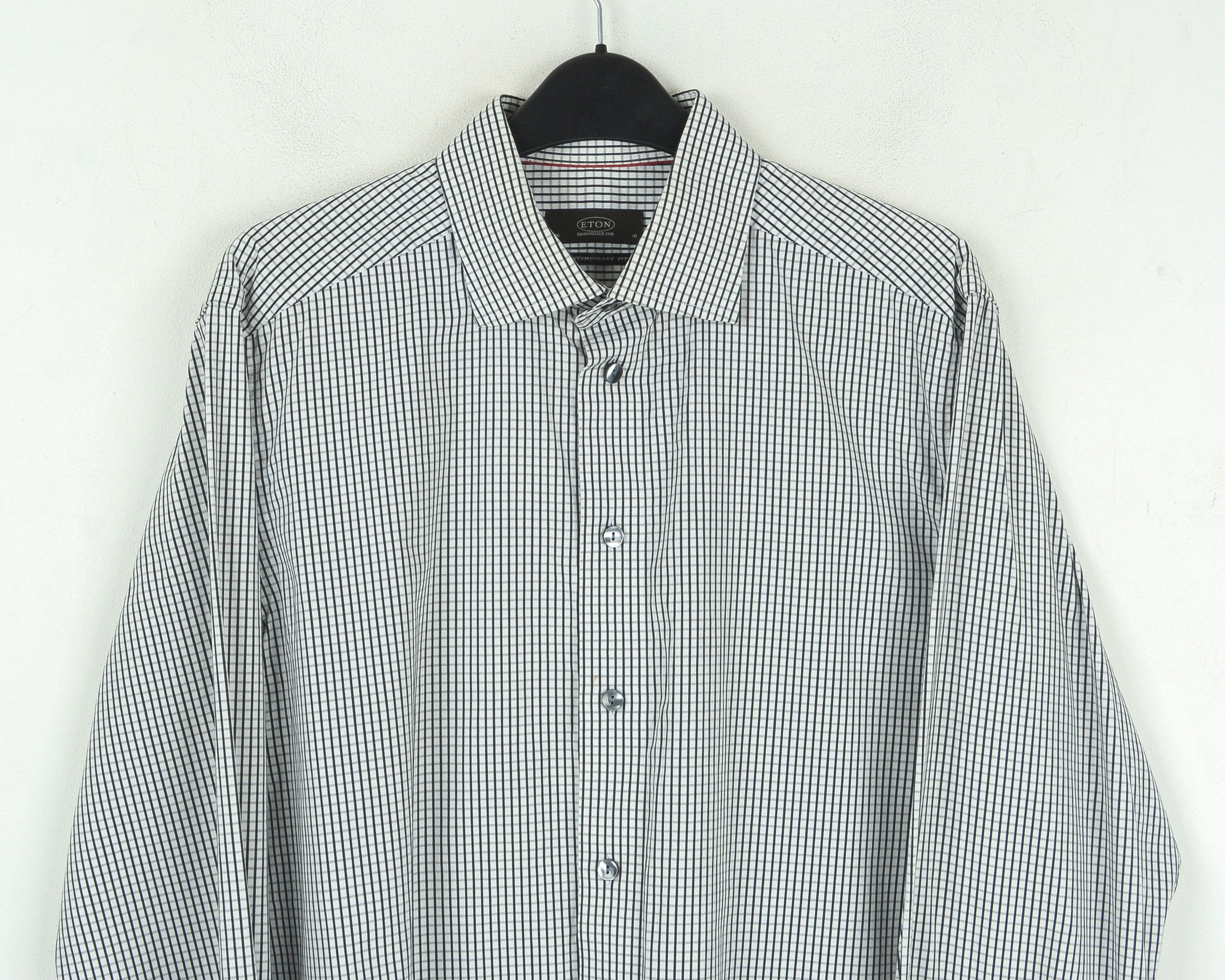 Eton Men's Formal Shirt 16" Size 41 check Button Up Casual Size 40R - 2 Thumbnail