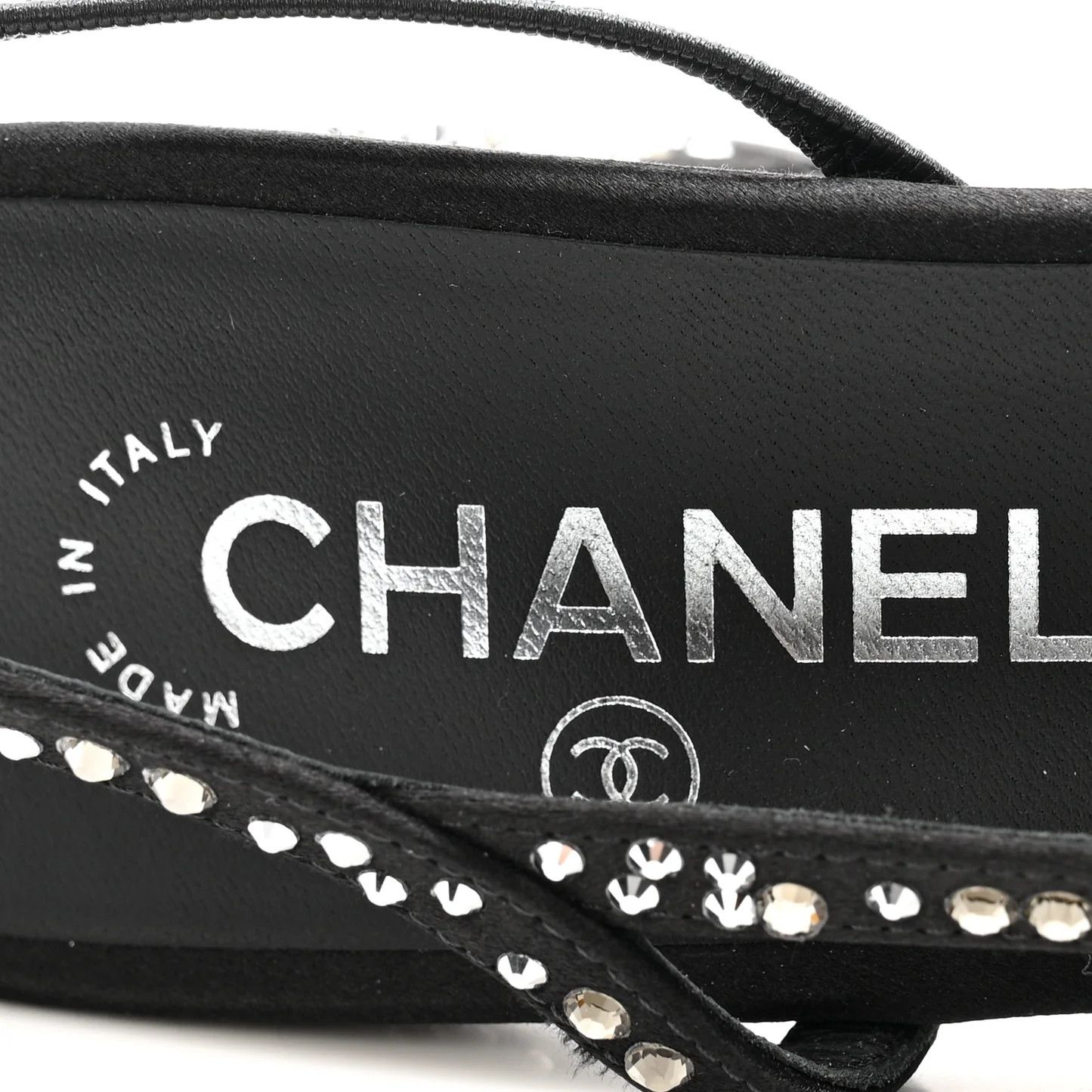 Chanel o1h1sh10526 Strass Cap Toe CC Slingback Pumps in Black Size US 9.5 / IT 39.5 - 3 Thumbnail