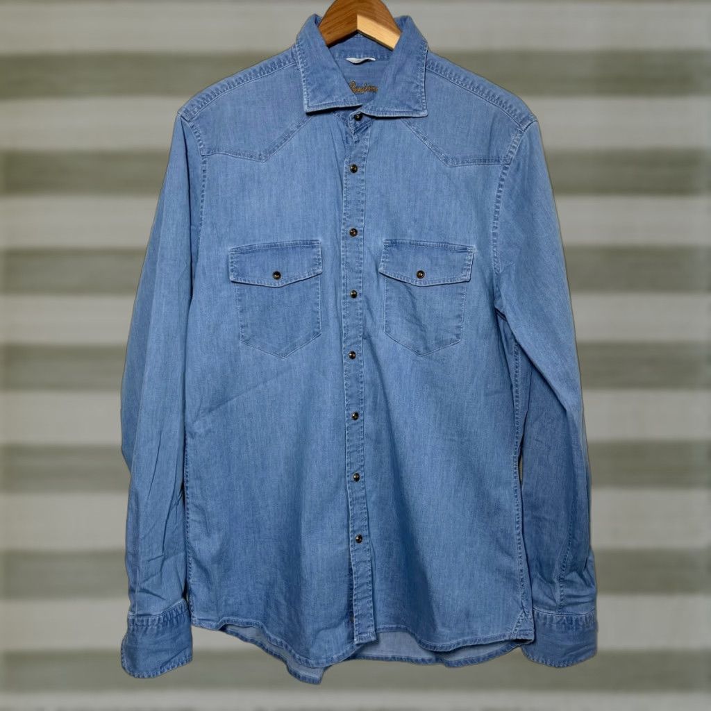 Vintage VINTAGE Stenströms Men’s Denim Pearl Snap Western Shirt L Blue Cotton Cotton Denim Casual Pockets Western 90s Mens Size US L / EU 52-54 / 3 - 1 Thumbnail