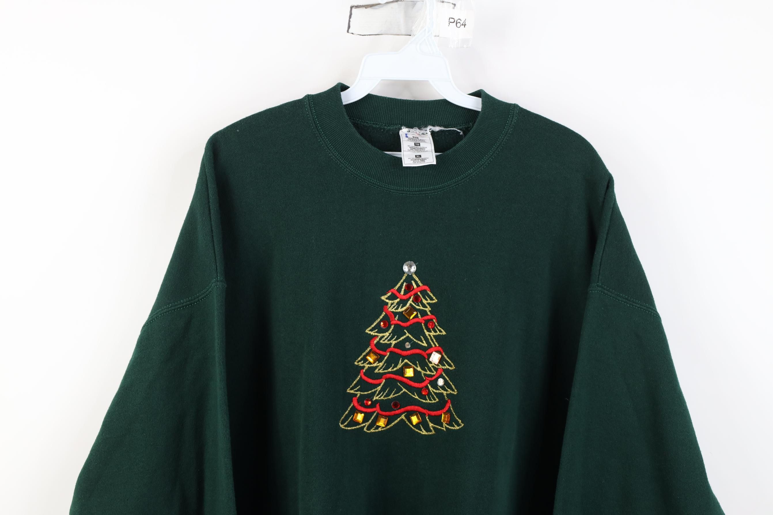 Vintage Vintage 90s Christmas Tree Rhinestone Jeweled Sweatshirt Size XL / US 12-14 / IT 48-50 - 2 Thumbnail