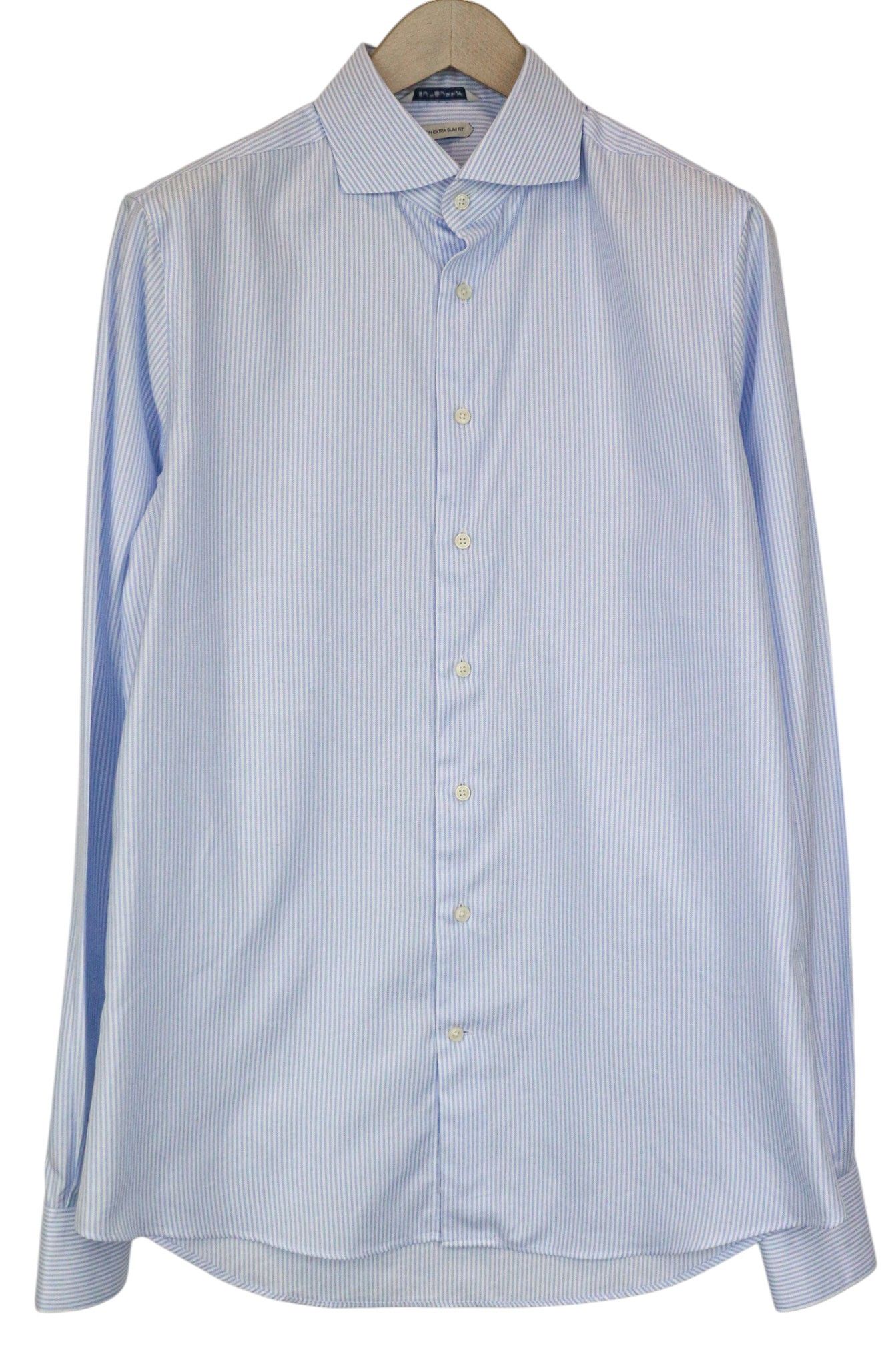 Suitsupply 42L/16 1/2L Extra Slim Blue Cotton Cutaway Shirt 79181 Size 42L - 8 Thumbnail