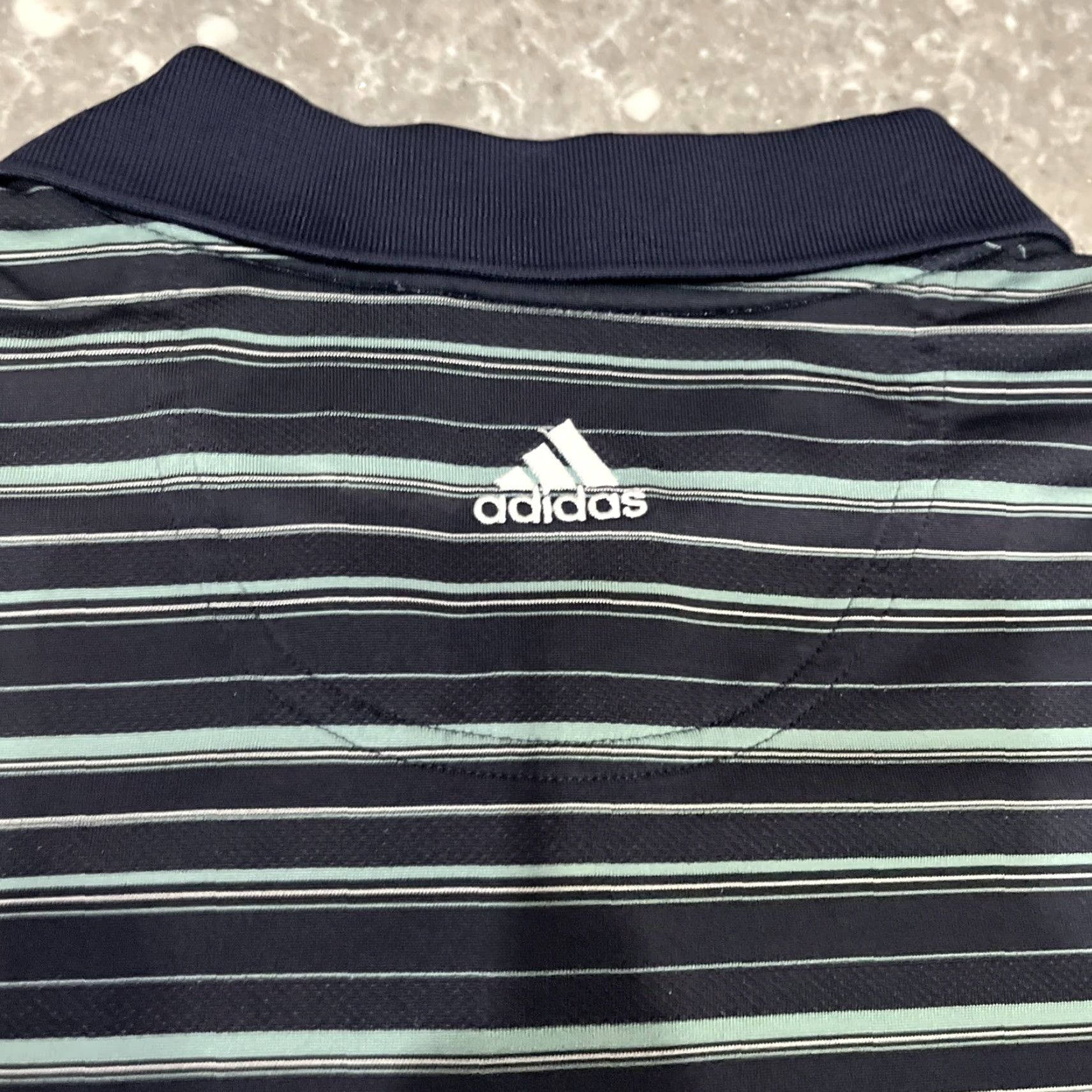 Adidas Oakmont Polo Shirt Adult Medium Blue Stripe Golf Lightweight Squirrel Size US M / EU 48-50 / 2 - 7 Thumbnail