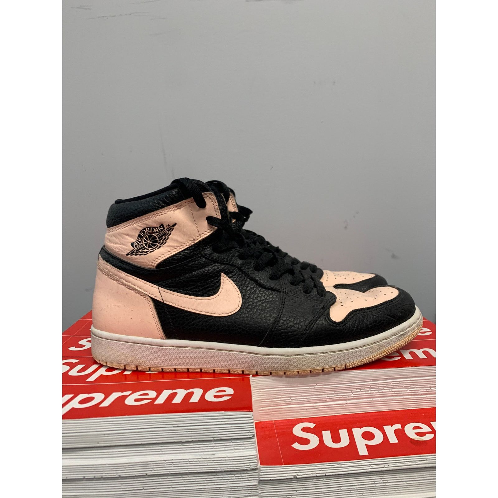 image of Nike Air Jordan 1 Retro High Black Crimson Tint Size 13 Used Shoes in Pink, Men's