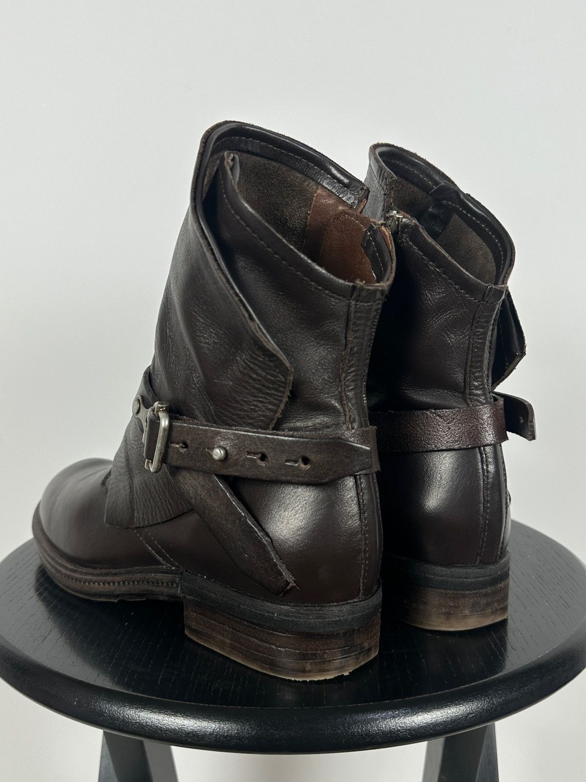 A.S.98 A.S.98. Airstep Brown Leather Biker Buckle Strap Ankle Boots Size US 8 / IT 38 - 5 Thumbnail