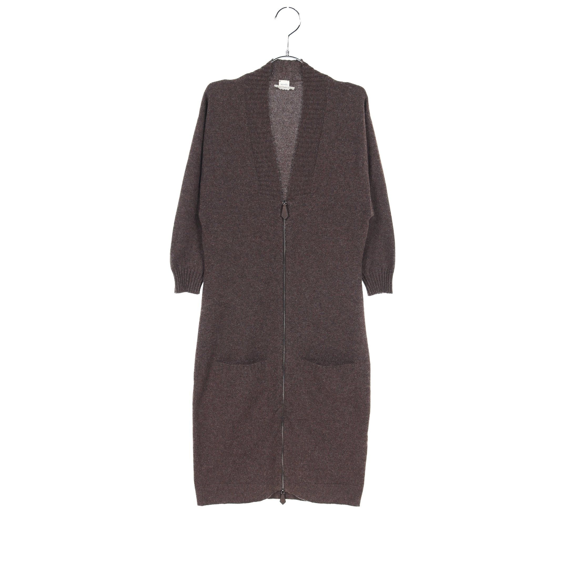 Hermes Hermes Knit Dress Cashmere Brown Front Zip Size ONE SIZE - 1 Thumbnail
