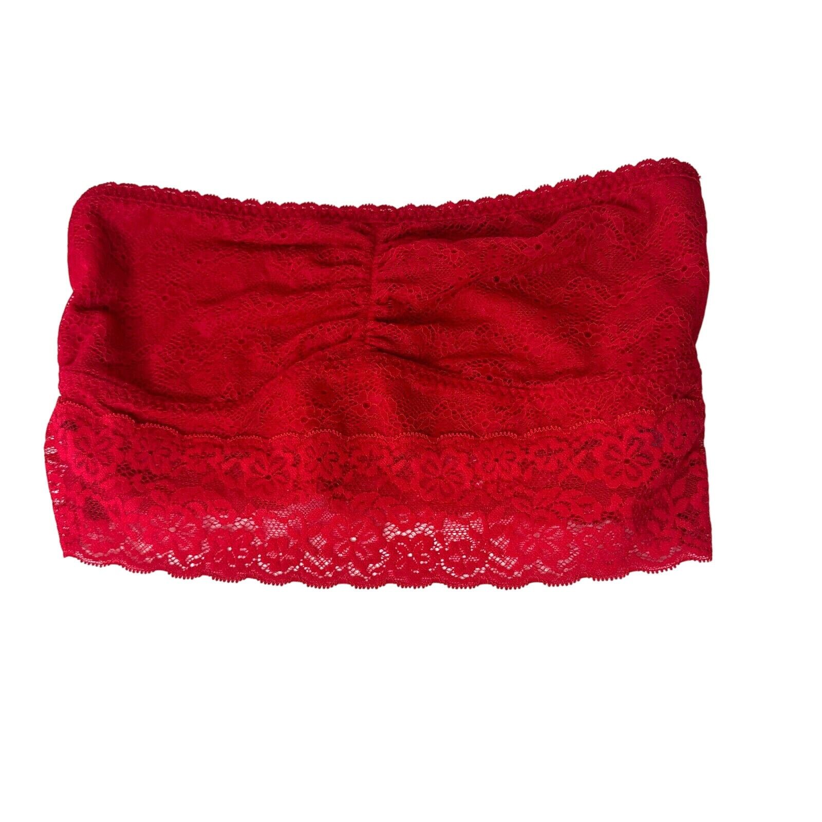 Other Gilly Hicks Bright Red Lace Design Relaxed Bandeau Top Large Size L / US 10 / IT 46 - 1 Thumbnail
