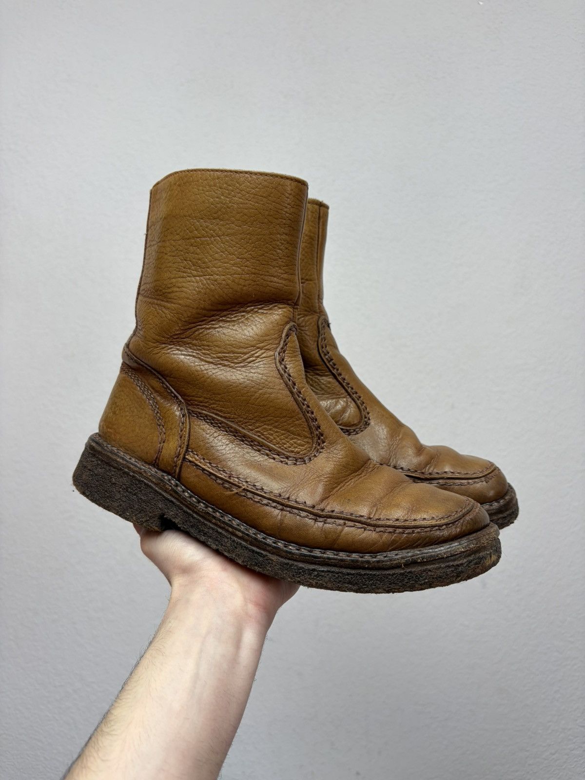 If Six Was Nine Vintage Y2K Guidi CCP Style Distressed Leather Biker Boots Size US 9 / EU 42 - 4 Thumbnail