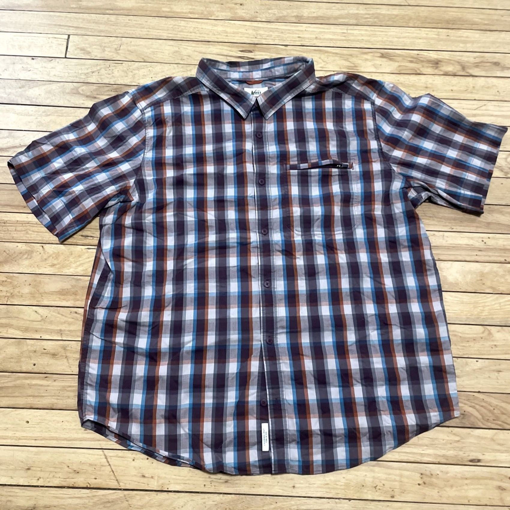 Vintage REI Co-op Shirt Men XL Purple Orange Plaid Short Sleeve Button-Up Outdoors Camp Size US XL / EU 56 / 4 - 3 Thumbnail