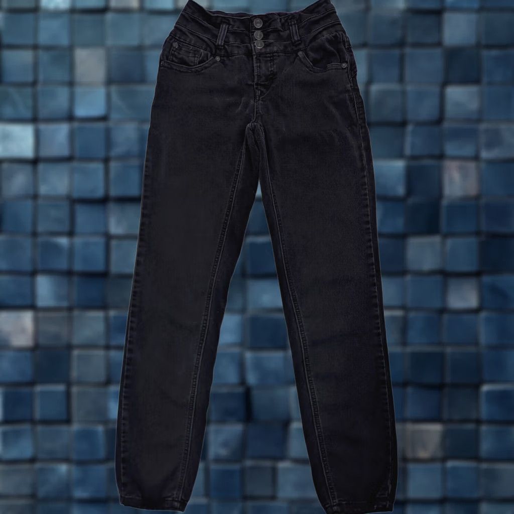 Vintage Wallflower Jeans Jegging Woman 1 Black Dark Wash 23x28 Denim 5-Pocket Classic Stretch Jeans Size 25" / US 0 / IT 36 - 1 Thumbnail
