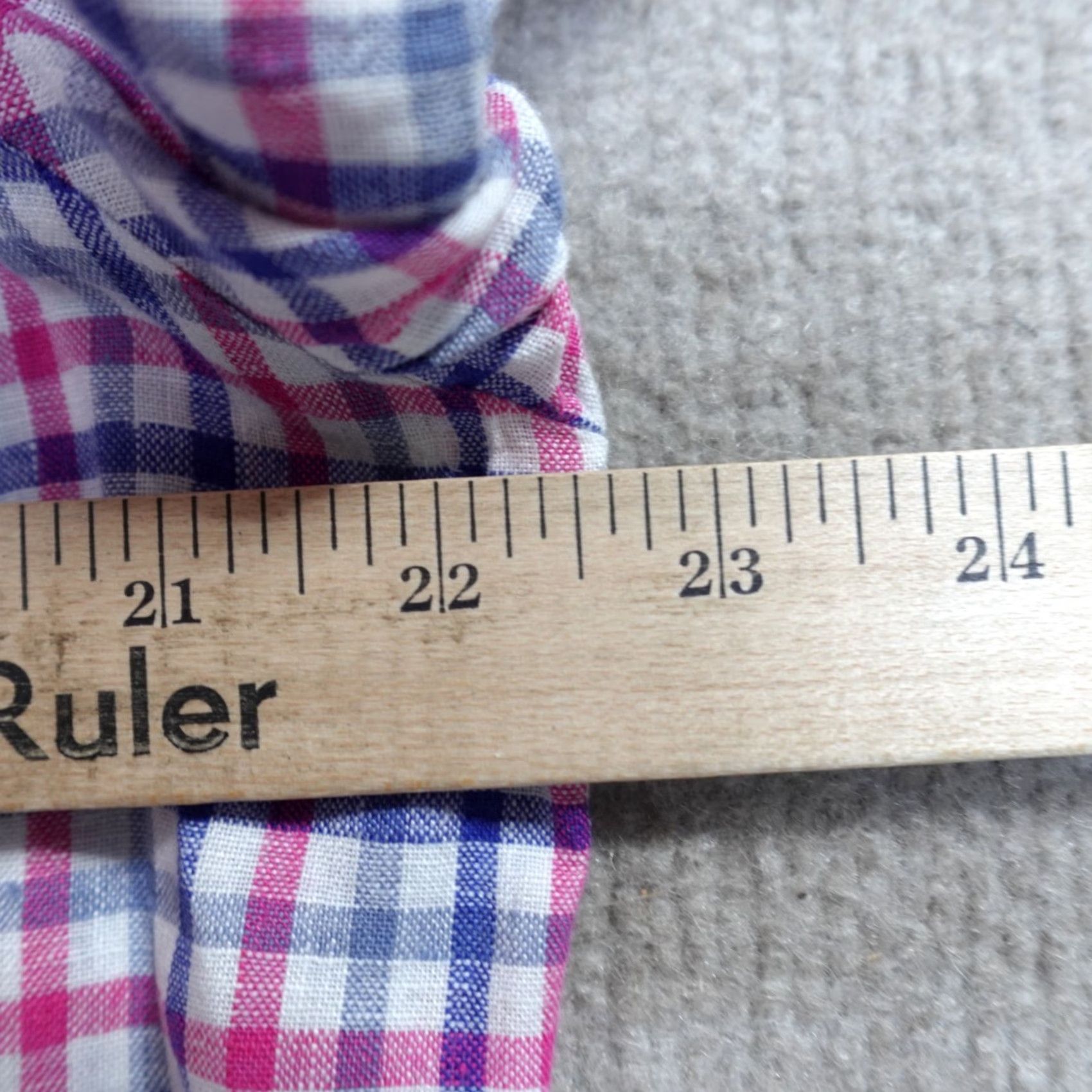 Vintage Mudo Shirt Medium Blue White Fuschia Plaid Check 100% Linen Button-Up Collar Down Long Sleeve Mens Regular Size US M / EU 48-50 / 2 - 6 Thumbnail