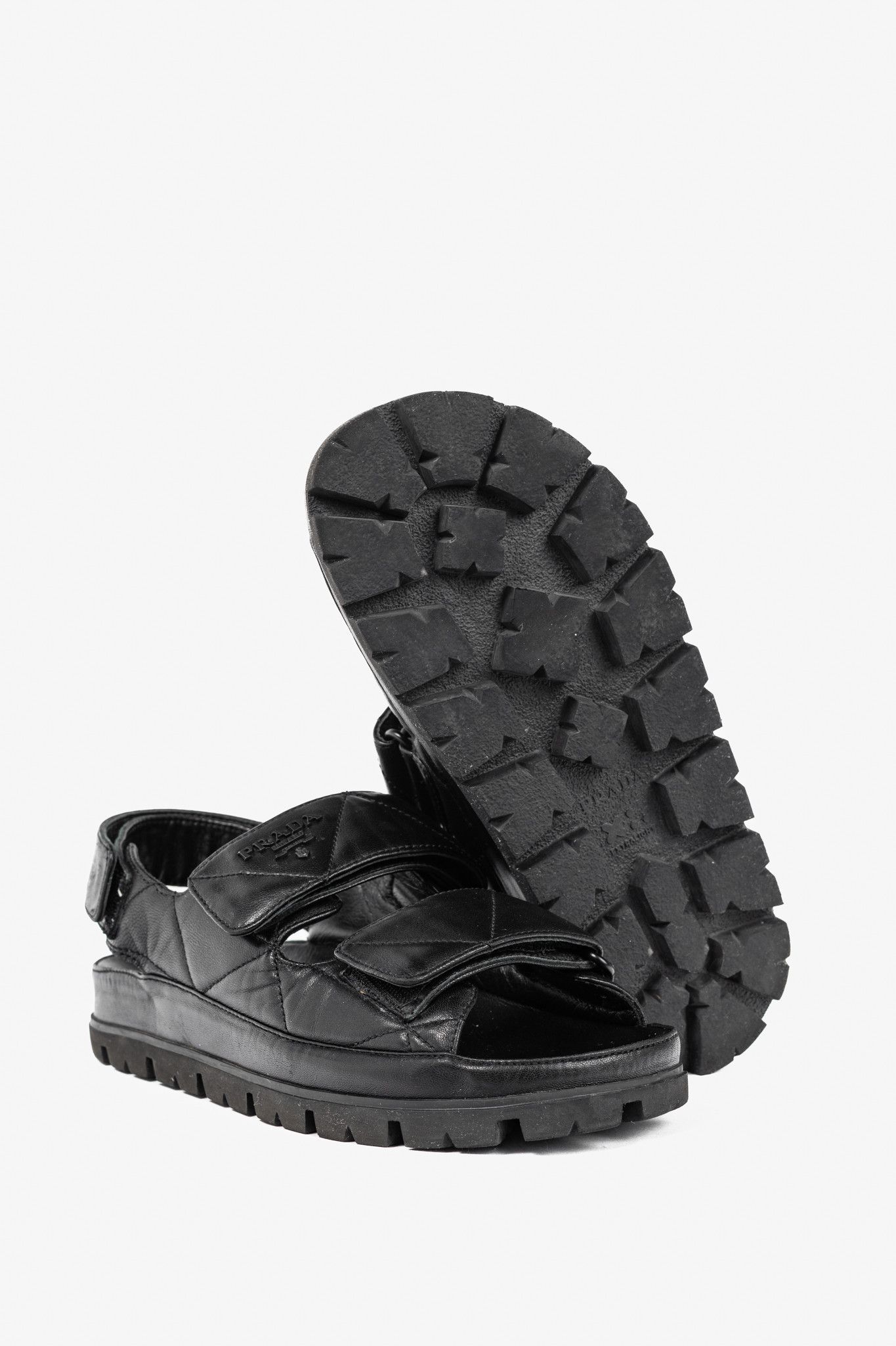 Prada Prada Black Quilted Lamb Leather Sandals Size US 5.5 / IT 35.5 - 5 Thumbnail