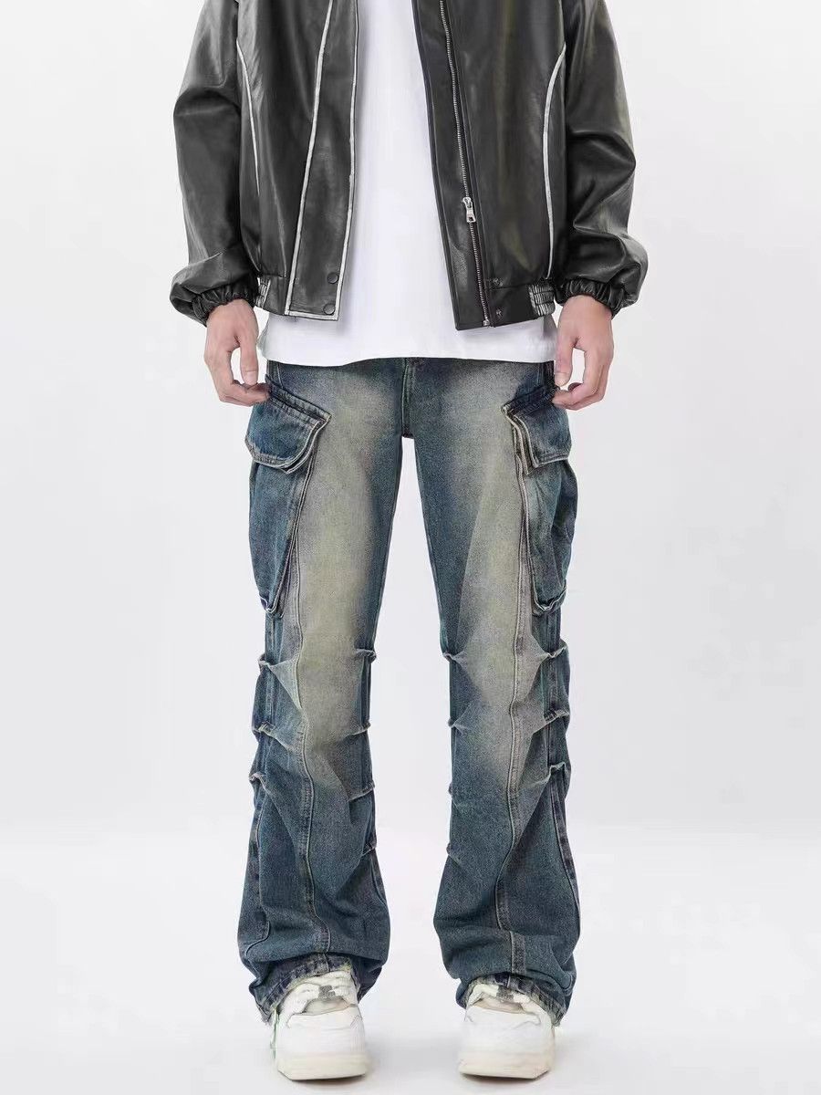 Japanese Brand × Jean Retro washed distressed multi-pocket pleated work jeans Size US 32 / EU 48 - 2 Thumbnail